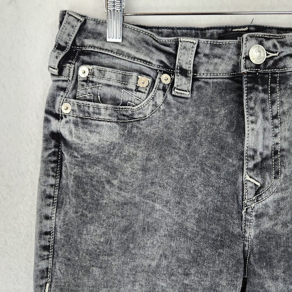 True Religion Women's Straight Leg Jeans in Acid Wash Gray - Picture 2 of 11